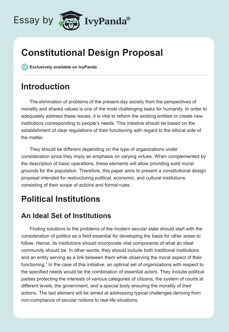 Constitutional Design Proposal. Page 1