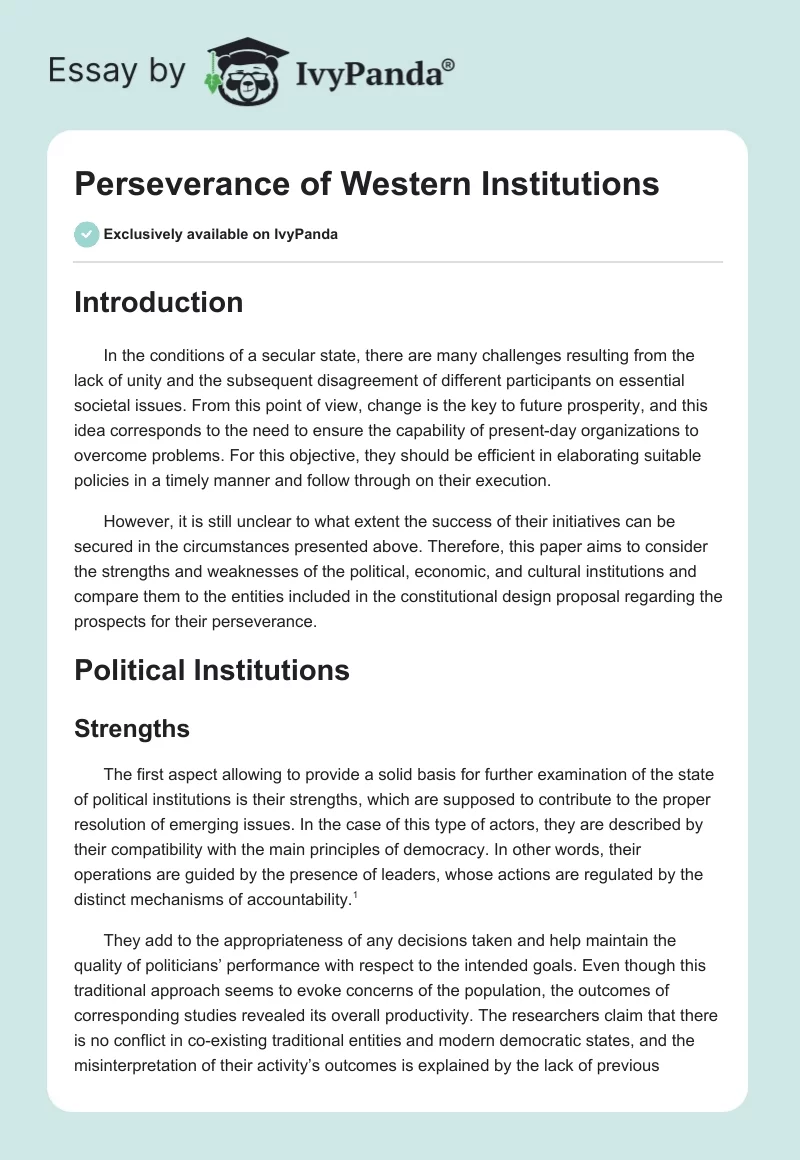 Perseverance of Western Institutions. Page 1
