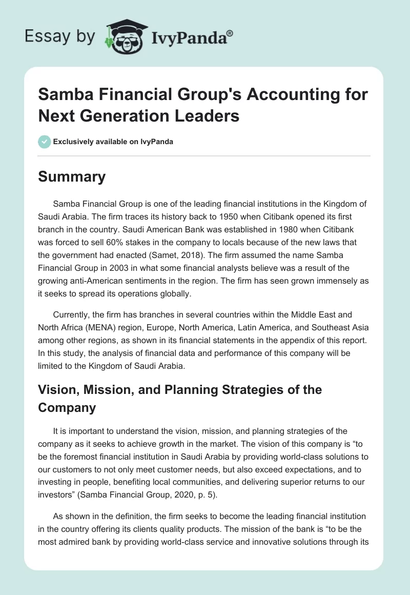 Samba Financial Group's Accounting for Next Generation Leaders. Page 1