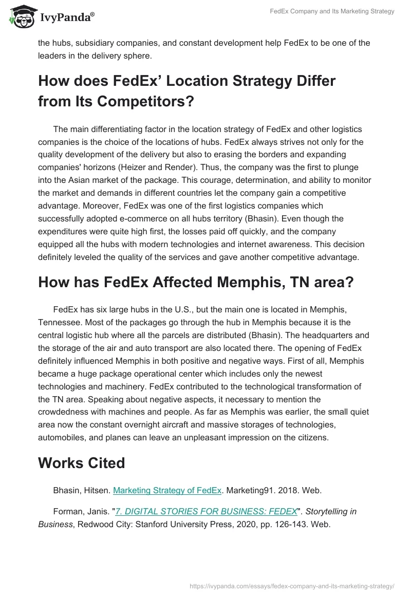 FedEx Company and Its Marketing Strategy. Page 2