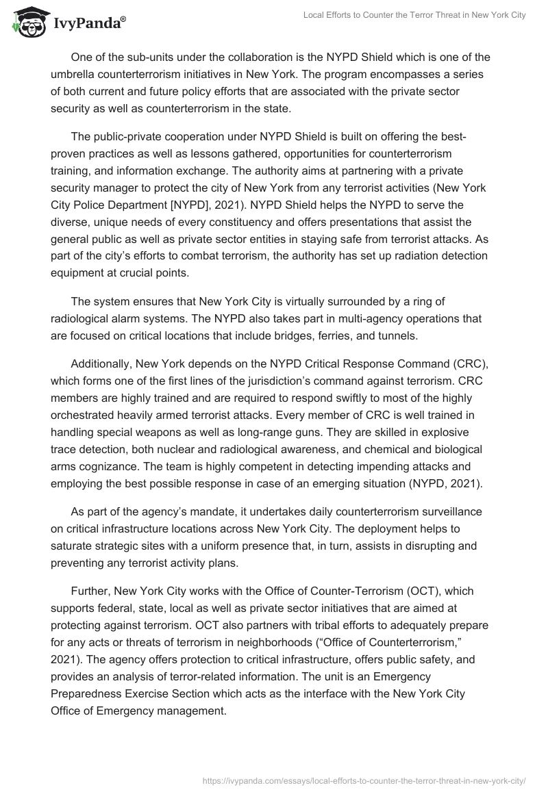 Local Efforts to Counter the Terror Threat in New York City. Page 2