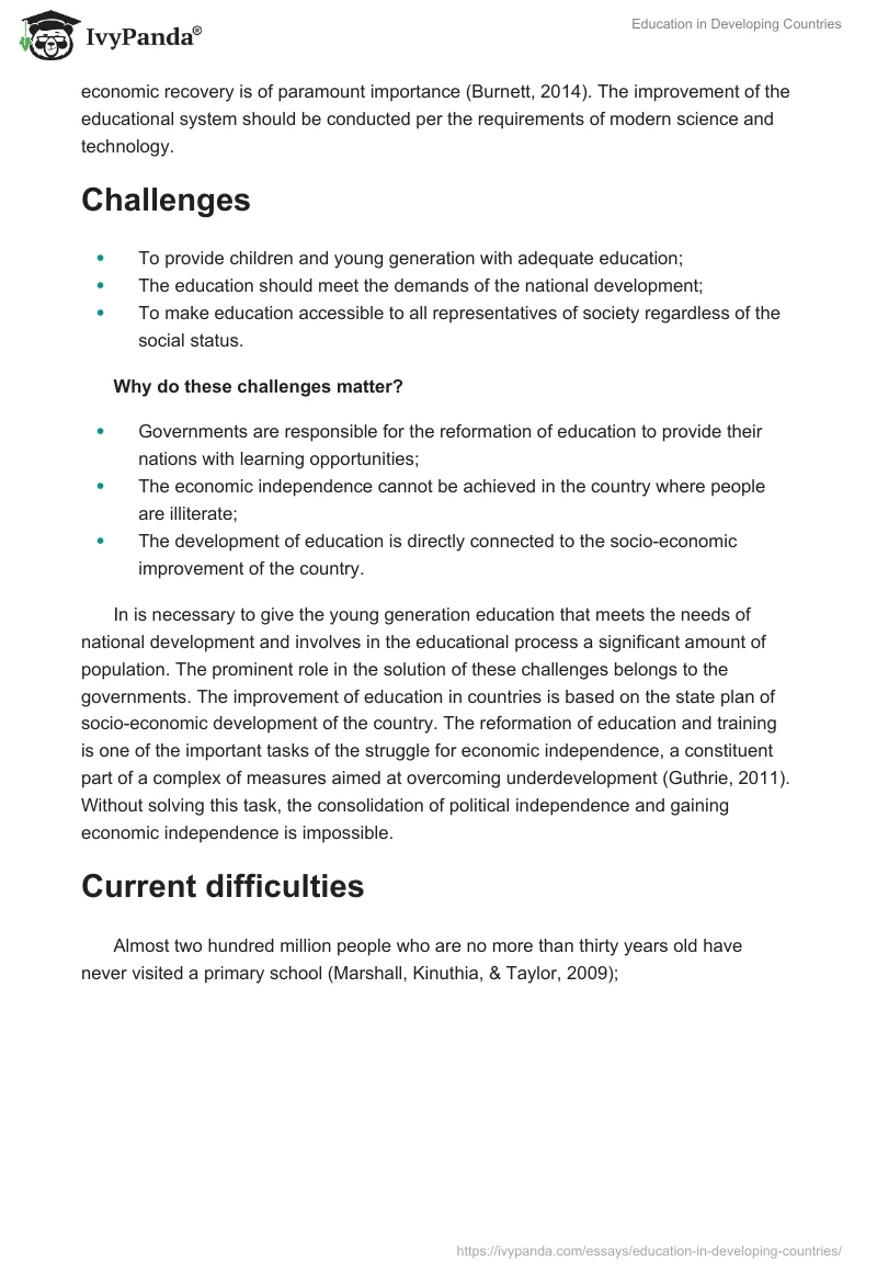 Education in Developing Countries. Page 2
