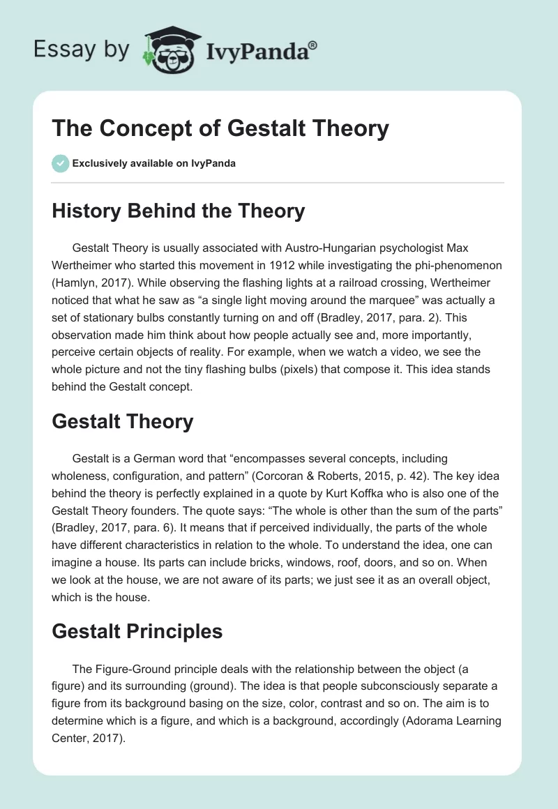 The Concept of Gestalt Theory. Page 1