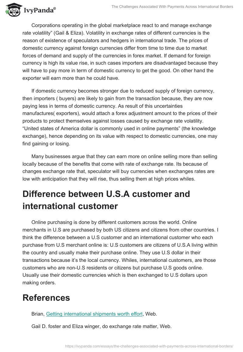 The Challenges Associated With Payments Across International Borders. Page 3