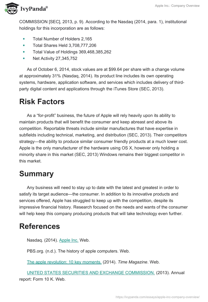Apple Inc.: Company Overview. Page 2