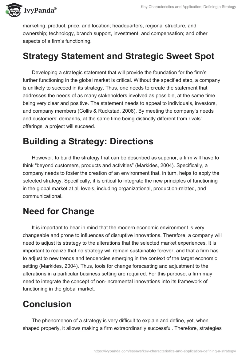 Key Characteristics and Application: Defining a Strategy. Page 3