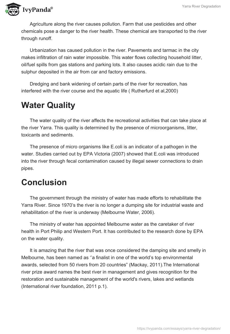 Yarra River Degradation. Page 3