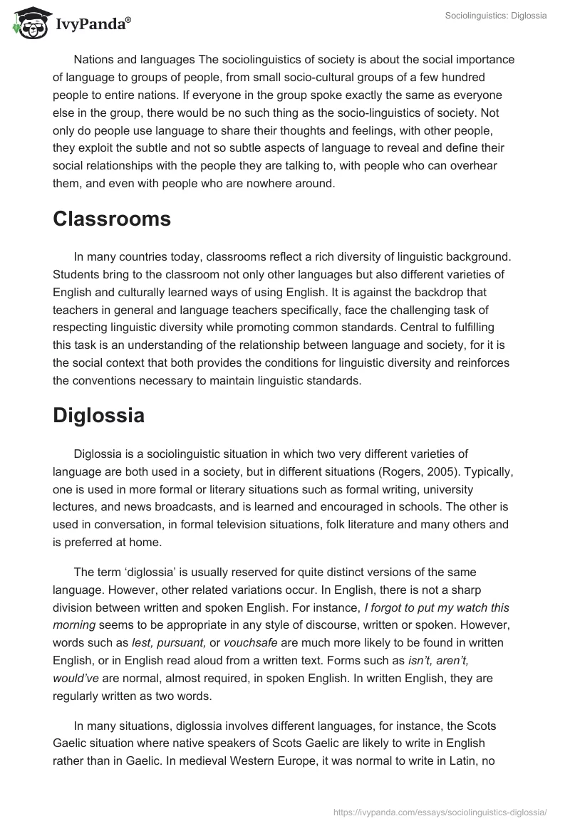 Sociolinguistics: Diglossia. Page 2