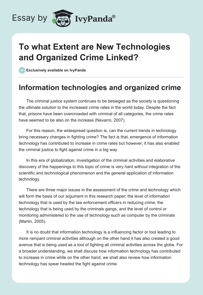 To What Extent Are New Technologies and Organized Crime Linked?. Page 1