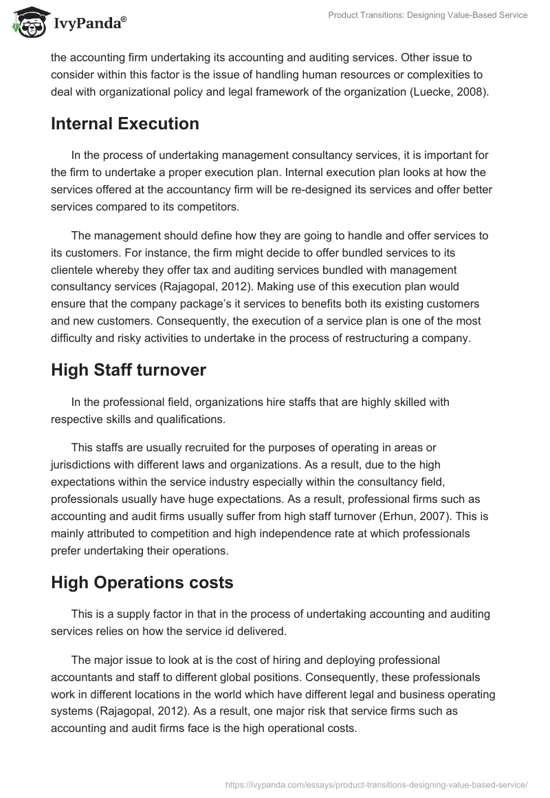 Product Transitions: Designing Value-Based Service. Page 2
