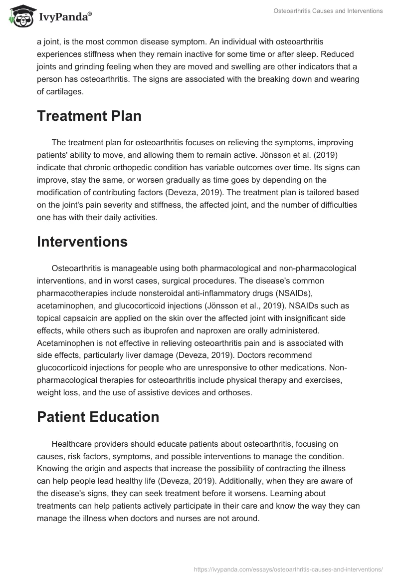 Osteoarthritis Causes and Interventions. Page 2