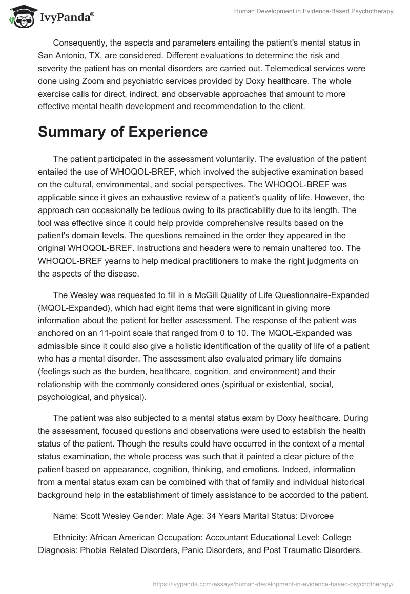 Human Development in Evidence-Based Psychotherapy. Page 2
