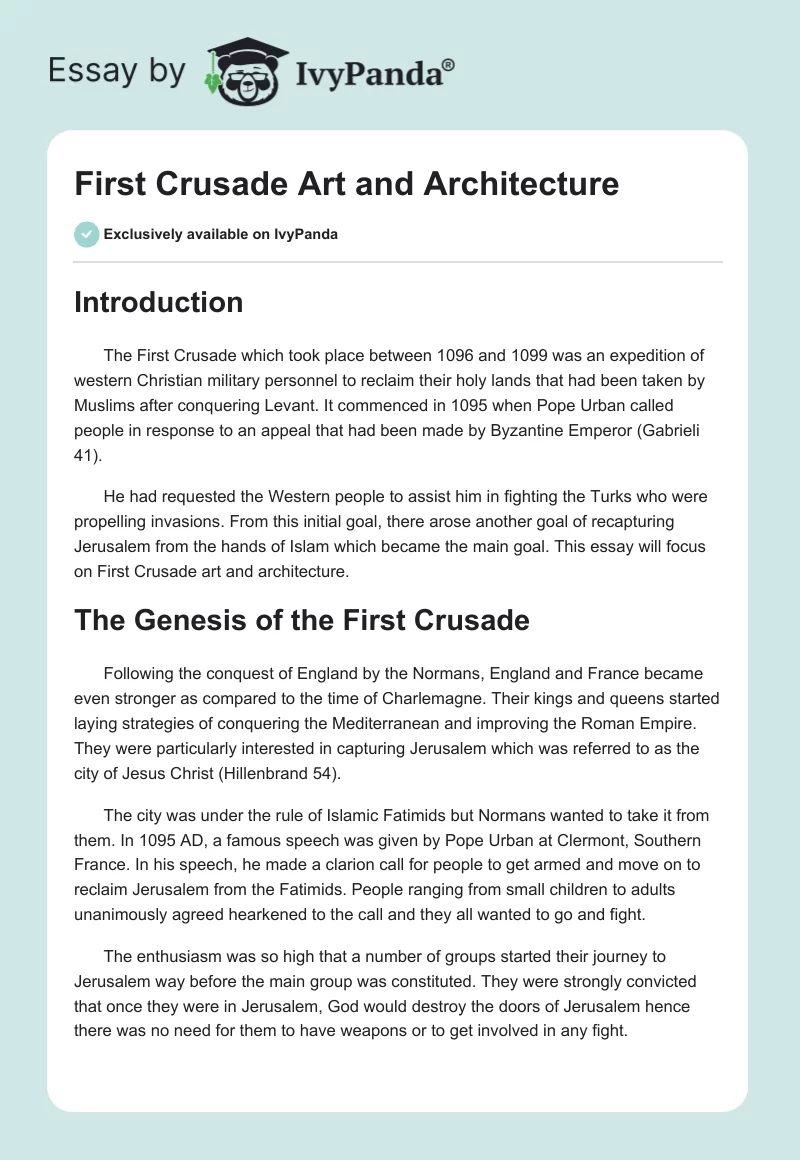 First Crusade Art and Architecture. Page 1
