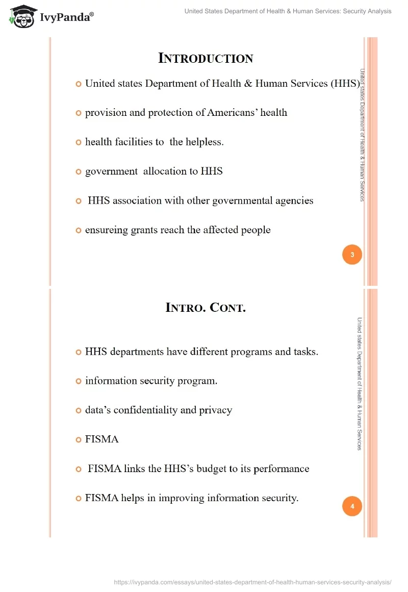 United States Department of Health & Human Services: Security Analysis. Page 2