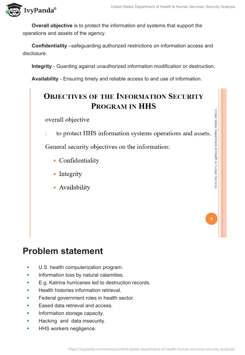 United States Department of Health & Human Services: Security Analysis. Page 4