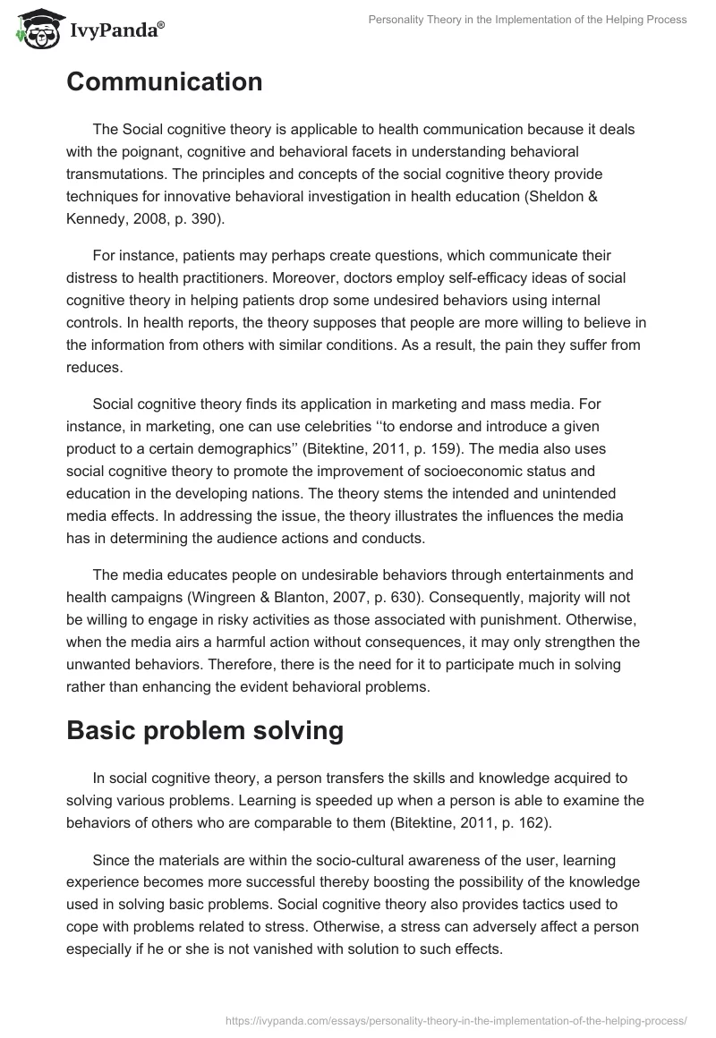 Personality Theory in the Implementation of the Helping Process. Page 3