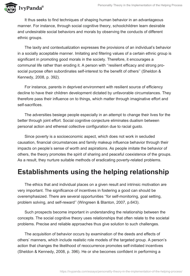 Personality Theory in the Implementation of the Helping Process. Page 5