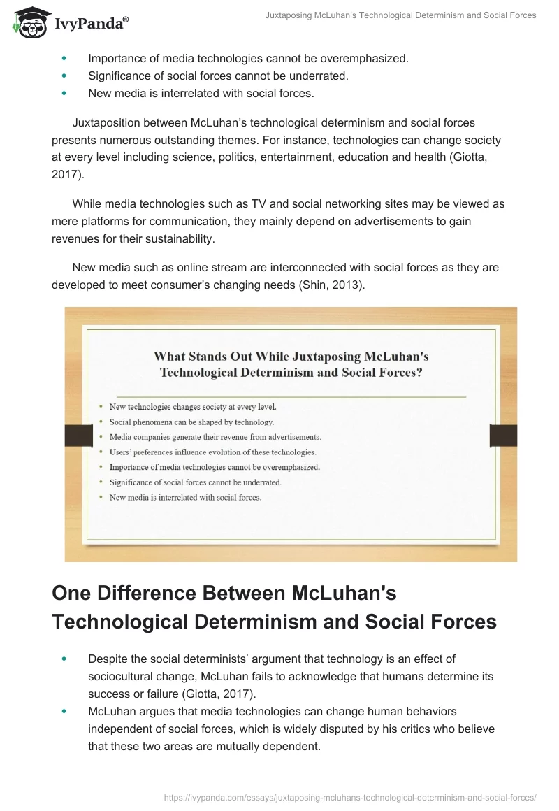 Juxtaposing McLuhan’s Technological Determinism and Social Forces. Page 5