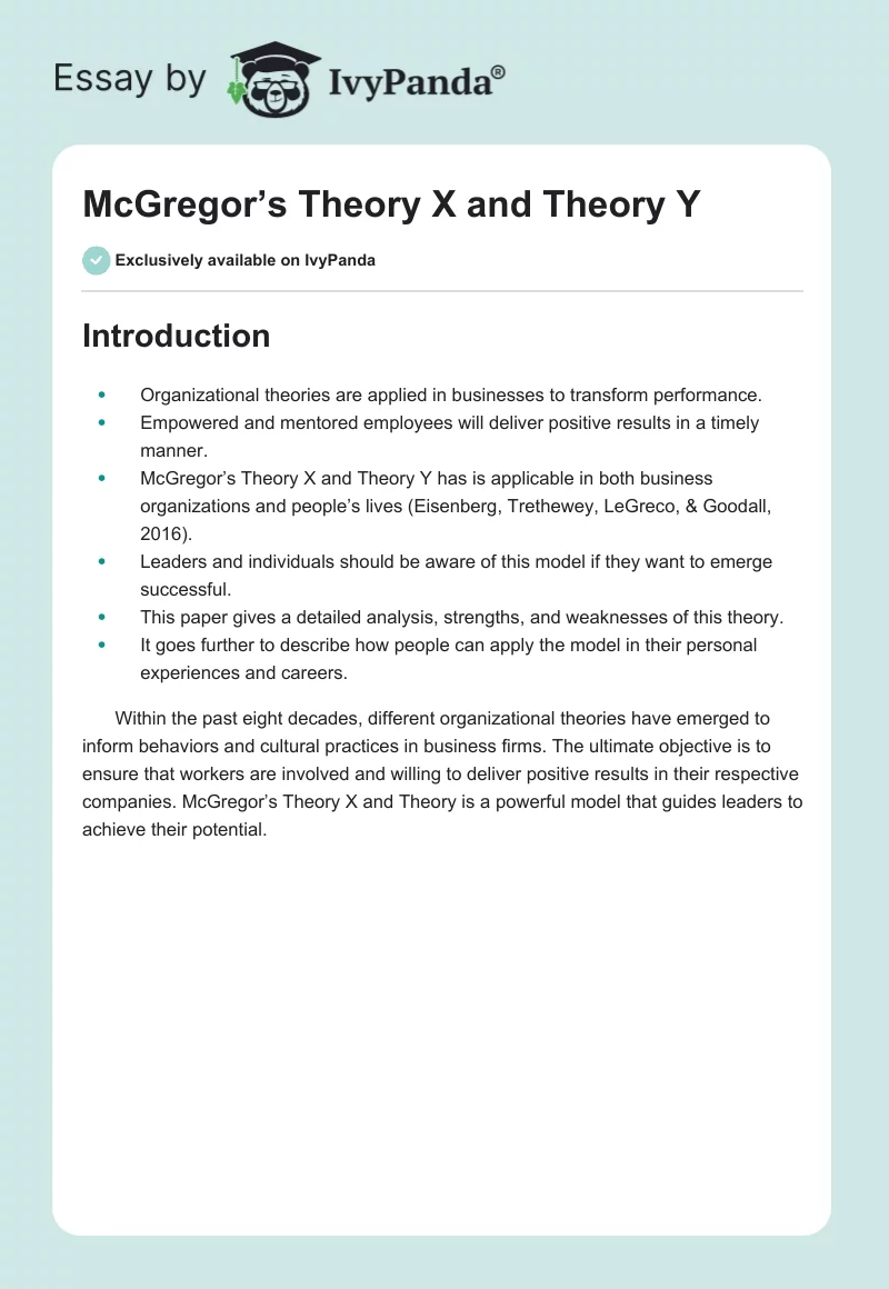 McGregor’s Theory X and Theory Y. Page 1