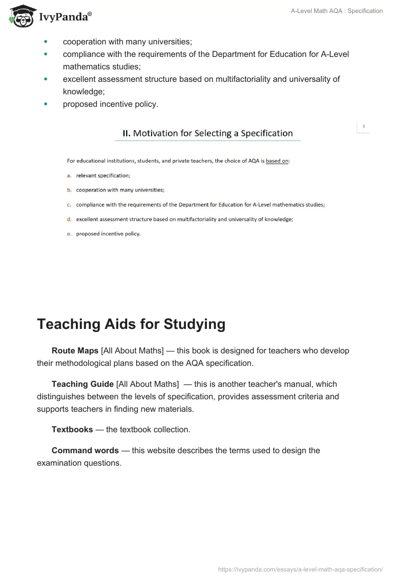 A-Level Math AQA : Specification. Page 2