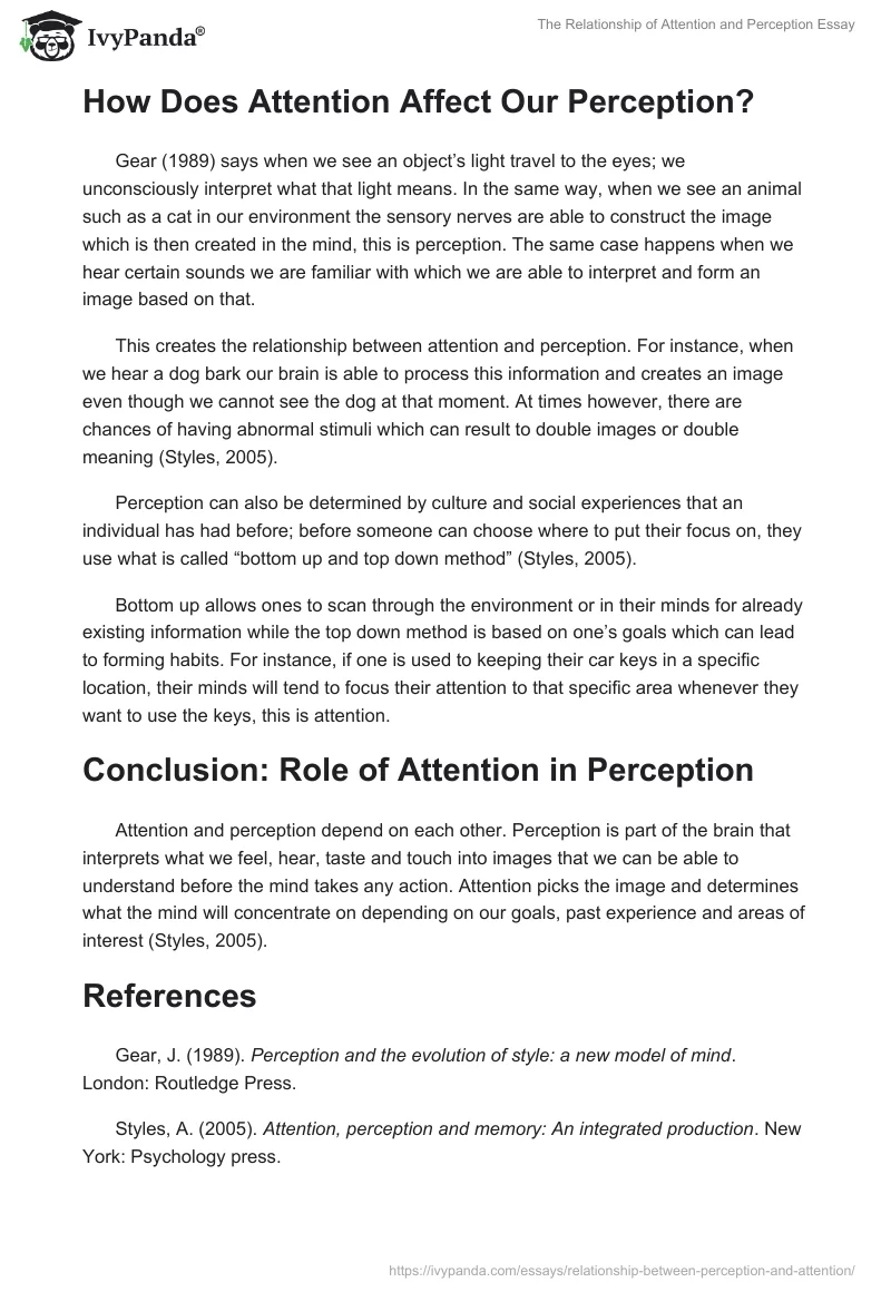 The Relationship of Attention and Perception Essay. Page 2