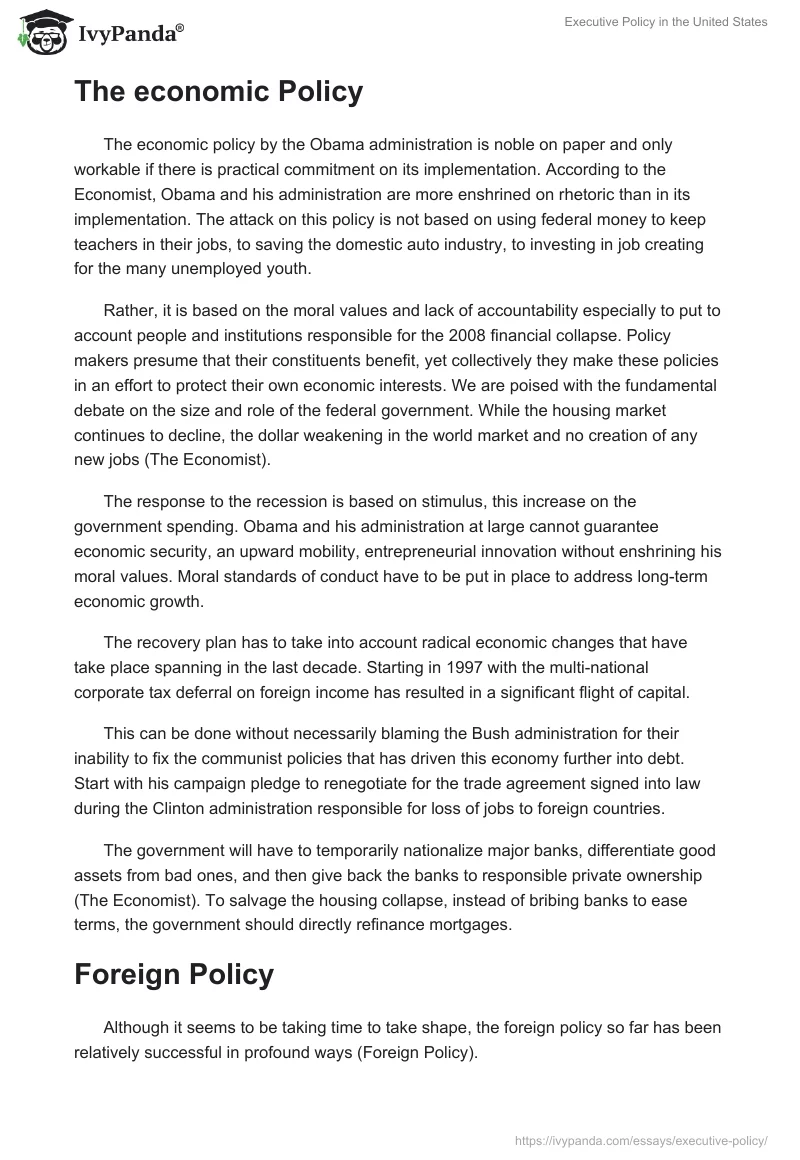 Executive Policy in the United States. Page 2