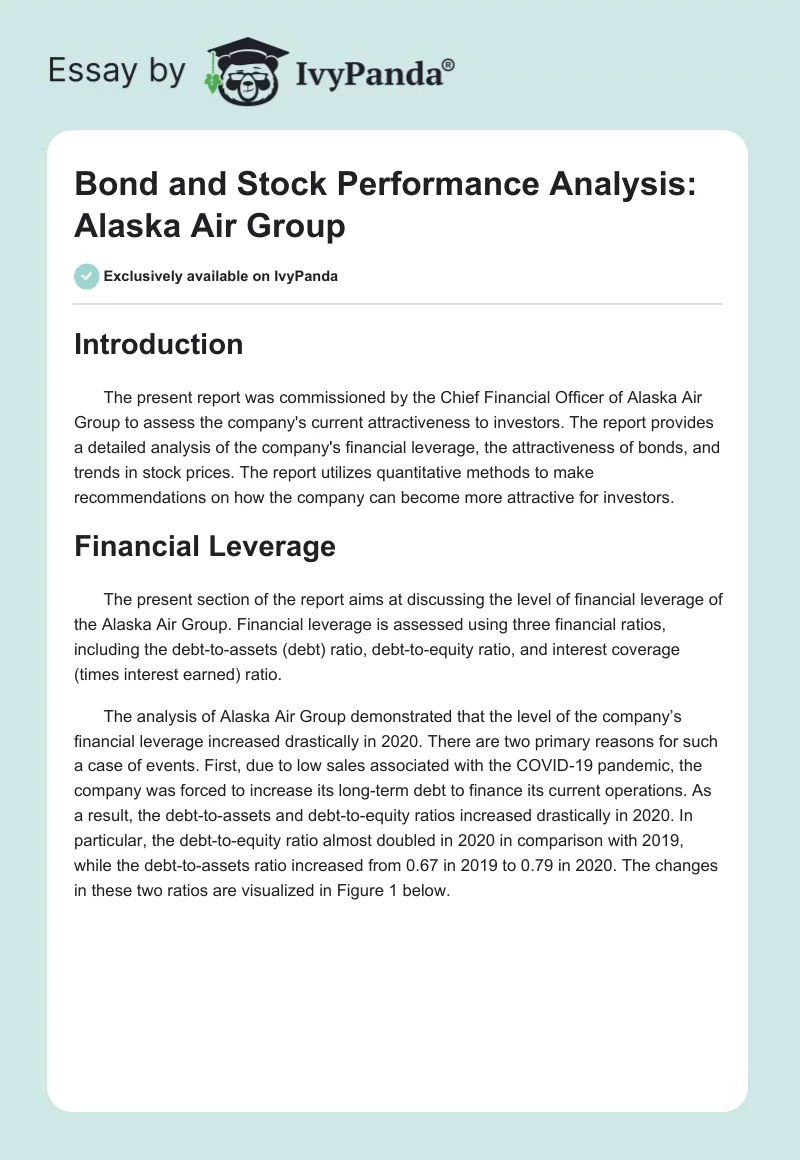 Bond and Stock Performance Analysis: Alaska Air Group. Page 1
