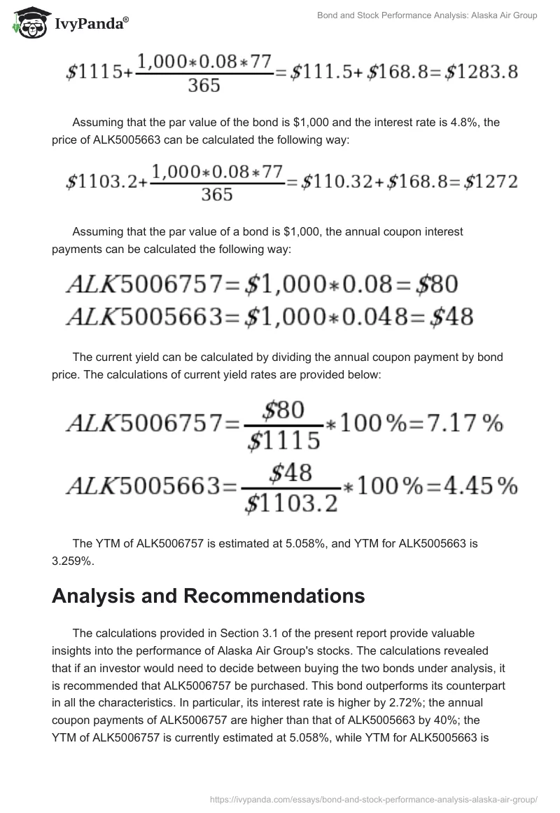 Bond and Stock Performance Analysis: Alaska Air Group. Page 4
