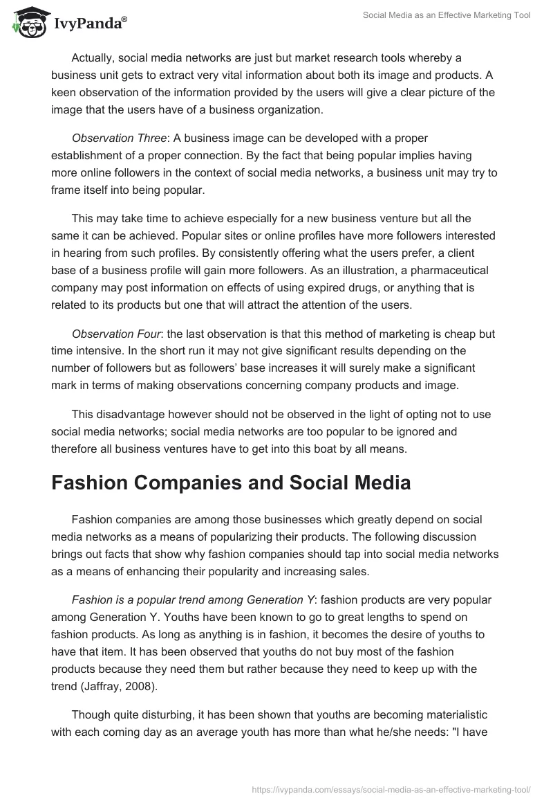 Social Media as an Effective Marketing Tool. Page 5