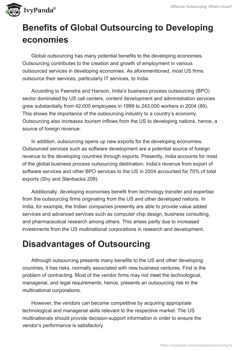 Offshore Outsourcing: What's Good?. Page 3