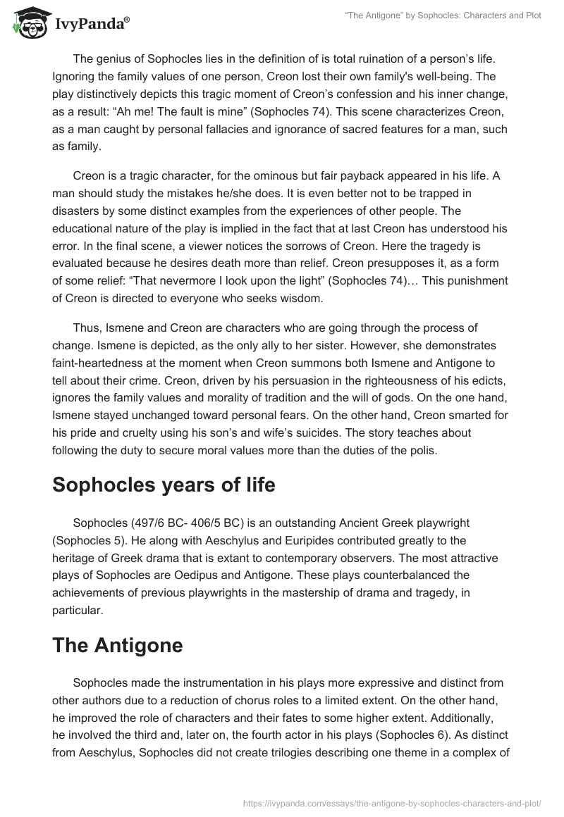 “The Antigone” by Sophocles: Characters and Plot. Page 3