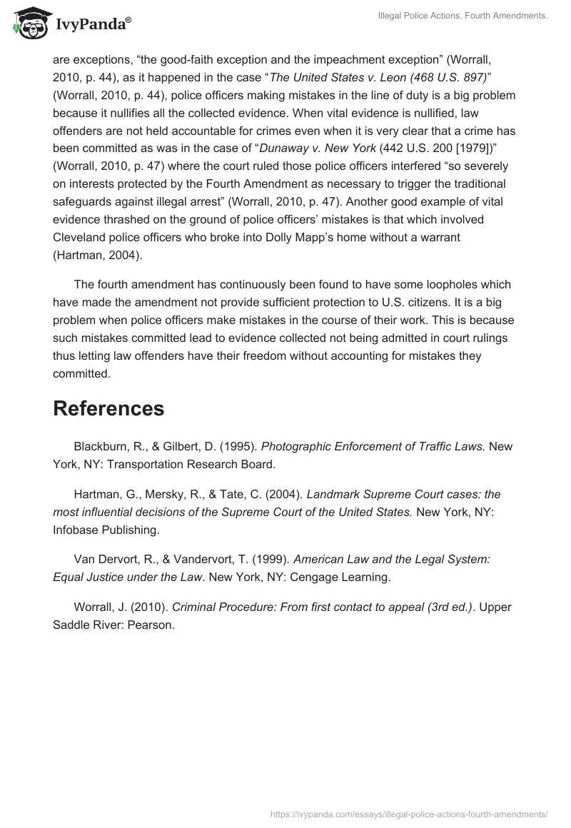 Illegal Police Actions. Fourth Amendments.. Page 2