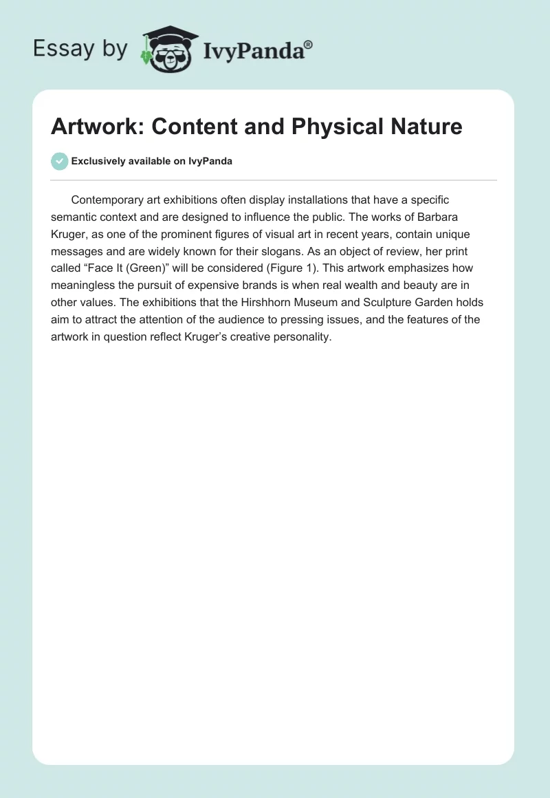 Artwork: Content and Physical Nature. Page 1