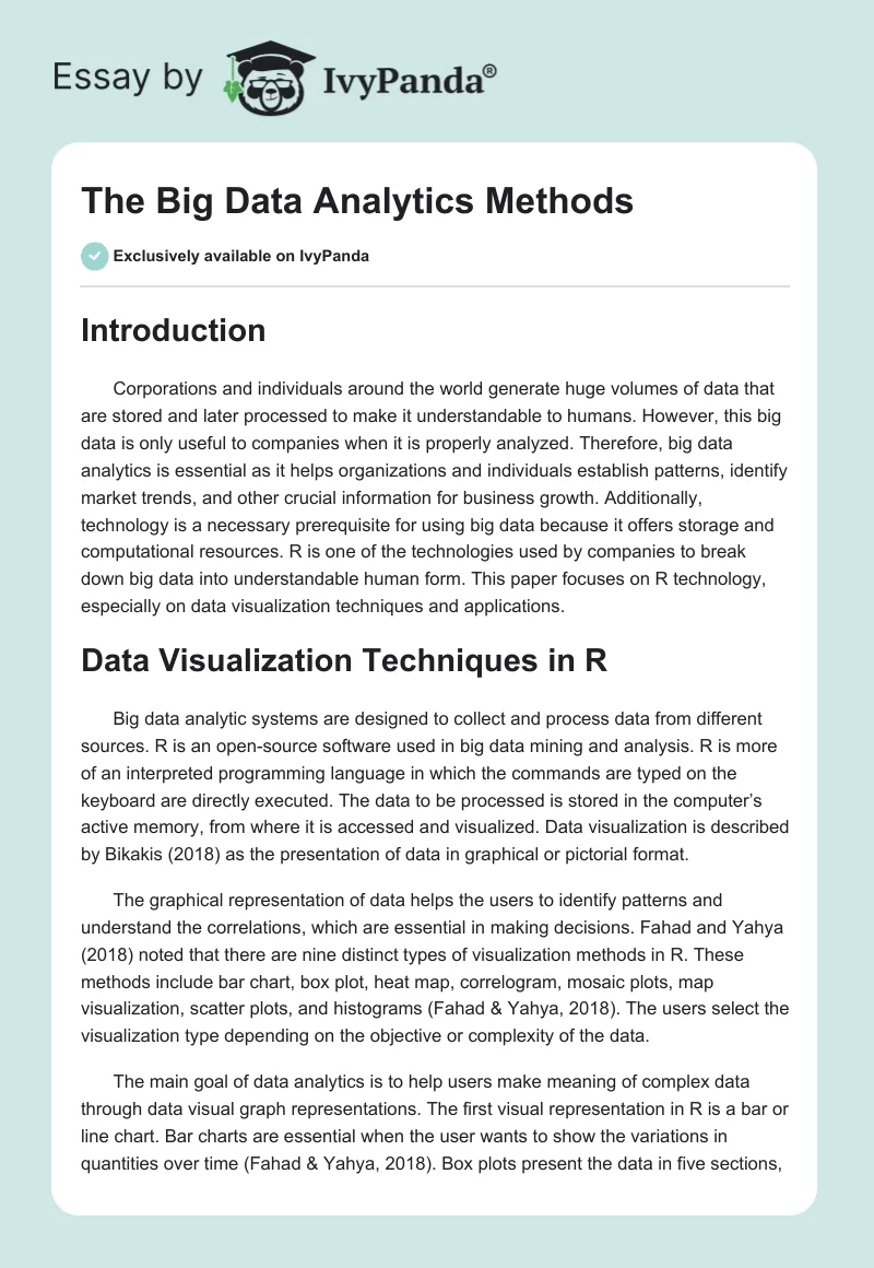 The Big Data Analytics Methods. Page 1