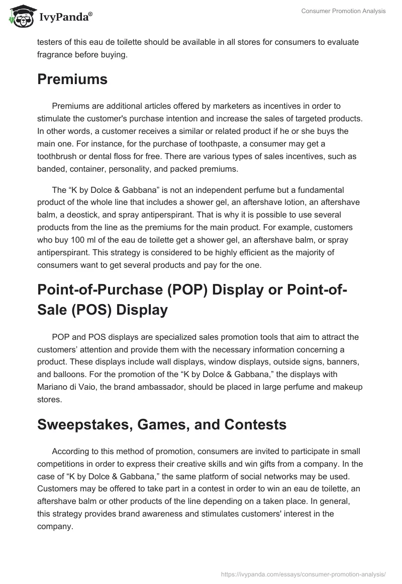 Consumer Promotion Analysis. Page 2