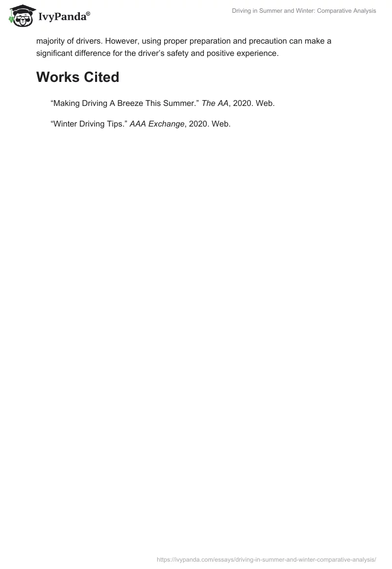 Driving in Summer and Winter: Comparative Analysis. Page 2
