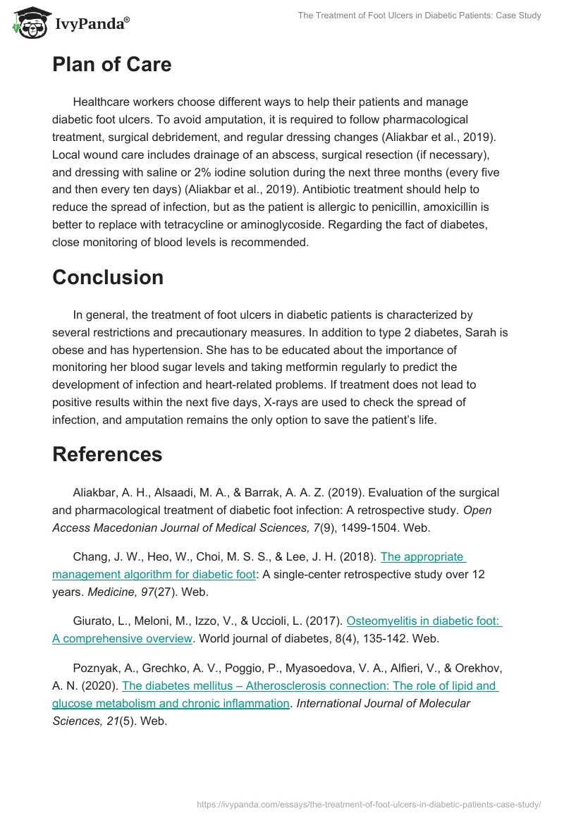 The Treatment of Foot Ulcers in Diabetic Patients: Case Study. Page 3