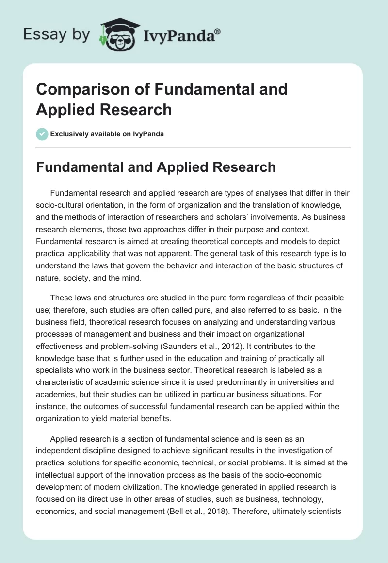 Comparison of Fundamental and Applied Research. Page 1