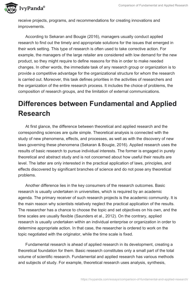 Comparison of Fundamental and Applied Research. Page 2