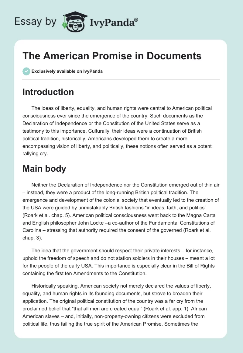 The American Promise in Documents. Page 1