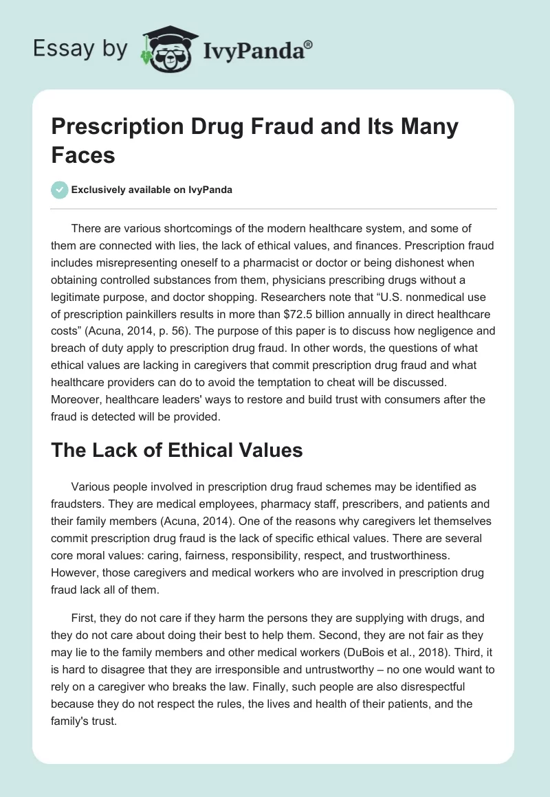Prescription Drug Fraud and Its Many Faces. Page 1