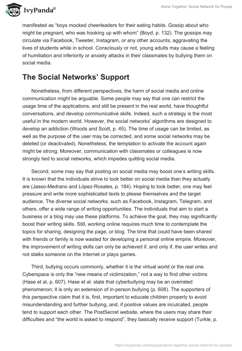 Alone Together: Social Network for People. Page 4