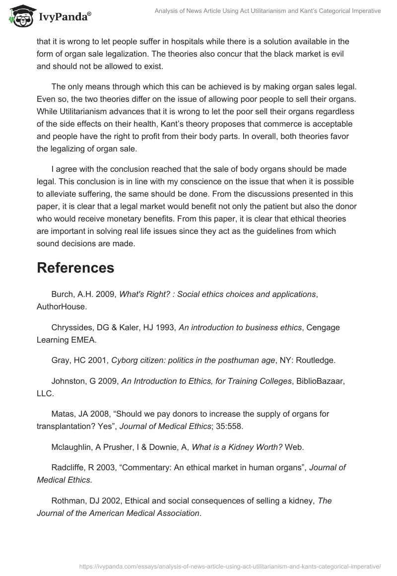 Analysis of News Article Using Act Utilitarianism and Kant’s Categorical Imperative. Page 5
