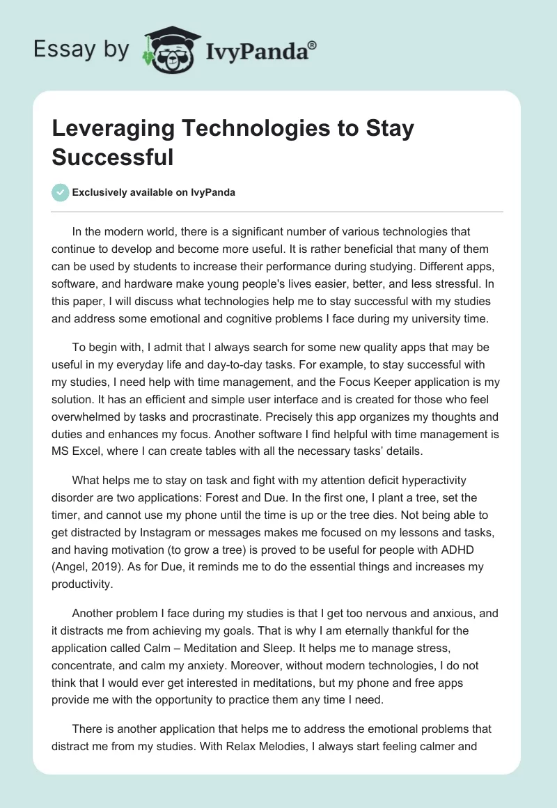 Leveraging Technologies to Stay Successful. Page 1