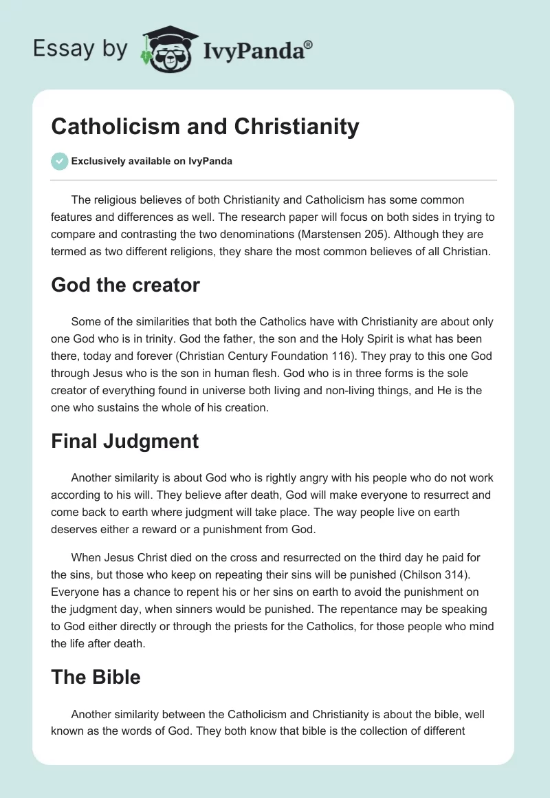 Catholicism and Christianity. Page 1