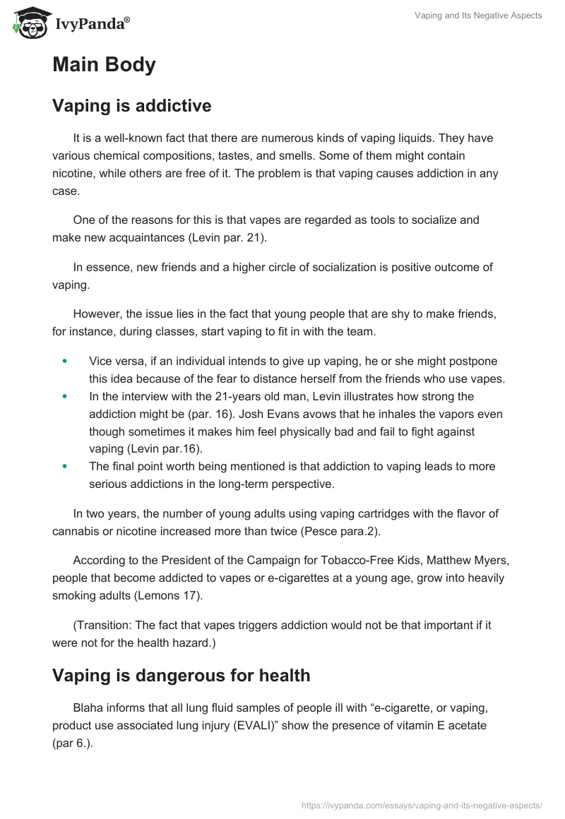 Vaping and Its Negative Aspects. Page 2
