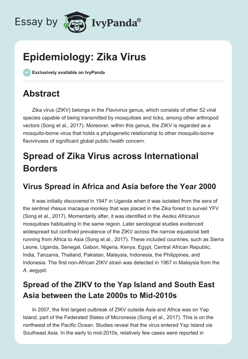 Epidemiology: Zika Virus. Page 1