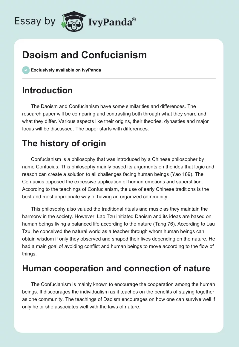 Daoism and Confucianism. Page 1