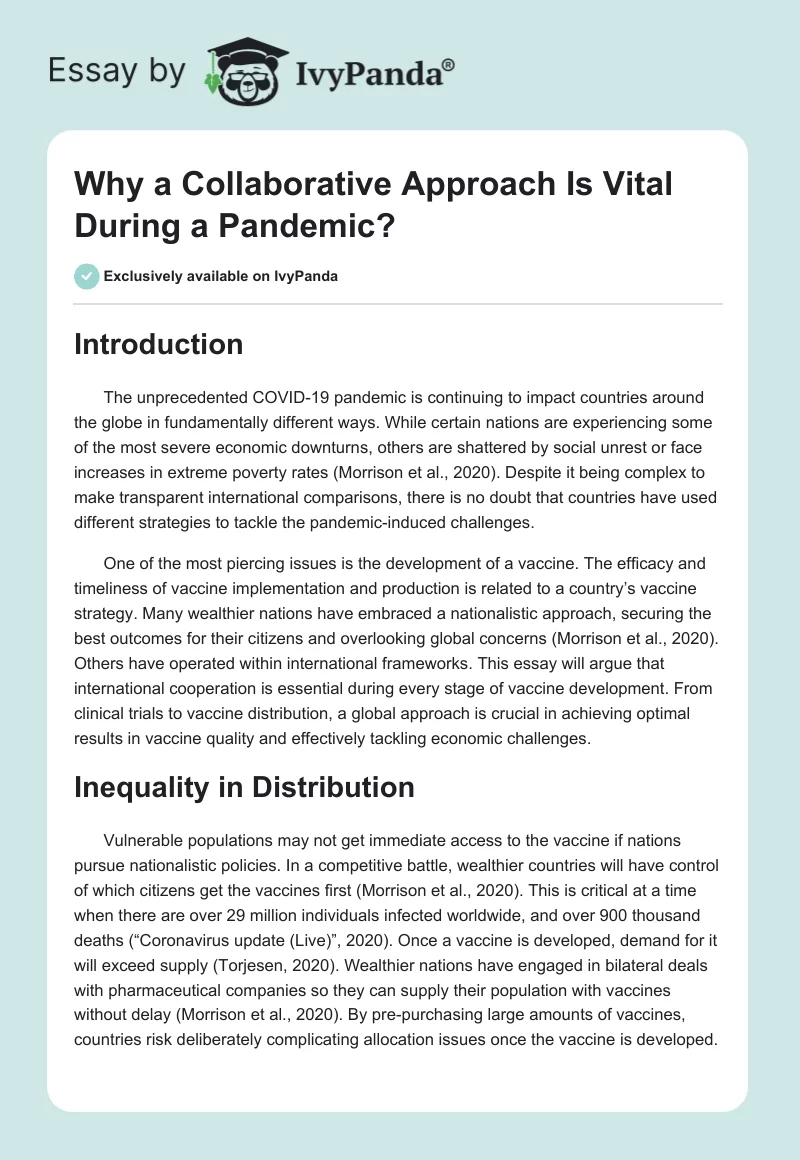 Why a Collaborative Approach Is Vital During a Pandemic?. Page 1