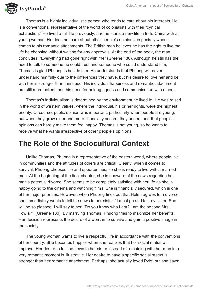 Quiet American: Impact of Sociocultural Context. Page 2